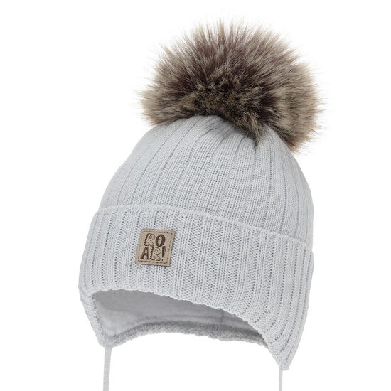 Merino wool winter hat, light grey | Nebli (3-6 months)